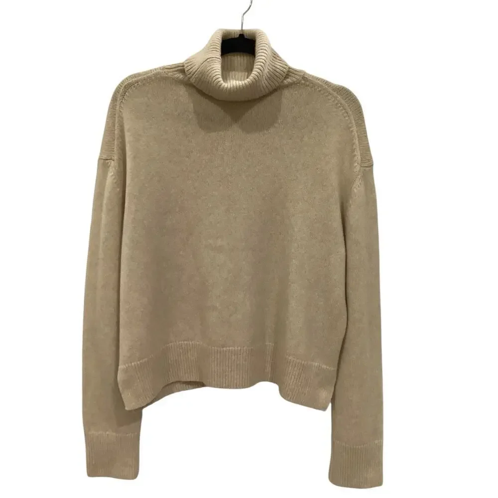 Jenni Kayne Atlas Turtleneck Sweater Merino Wool In Wheat Beige Size Small - Picture 9 of 13